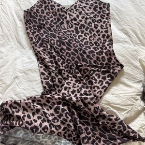 Pink Leopard Print Slip Dress